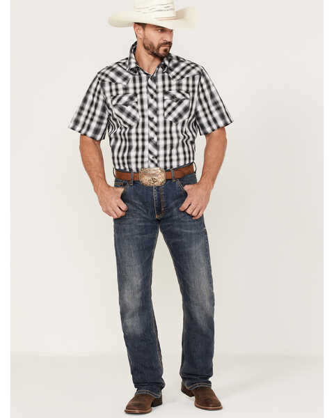 Image #2 - Wrangler Men's Plaid Short Sleeve Fashion Snap Western Shirt , Black, hi-res