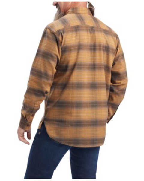 Image #2 - Ariat Men's Rebar Plaid DuraStretch Long Sleeve Button Down Flannel Work Shirt , Tan, hi-res