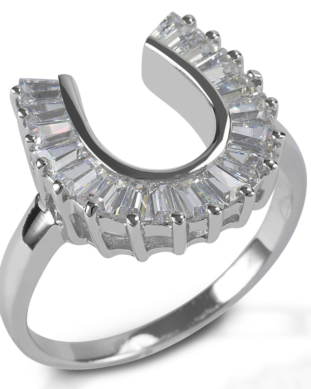 Image #1 - Kelly Herd Women's Baguette Horseshoe Ring, Silver, hi-res
