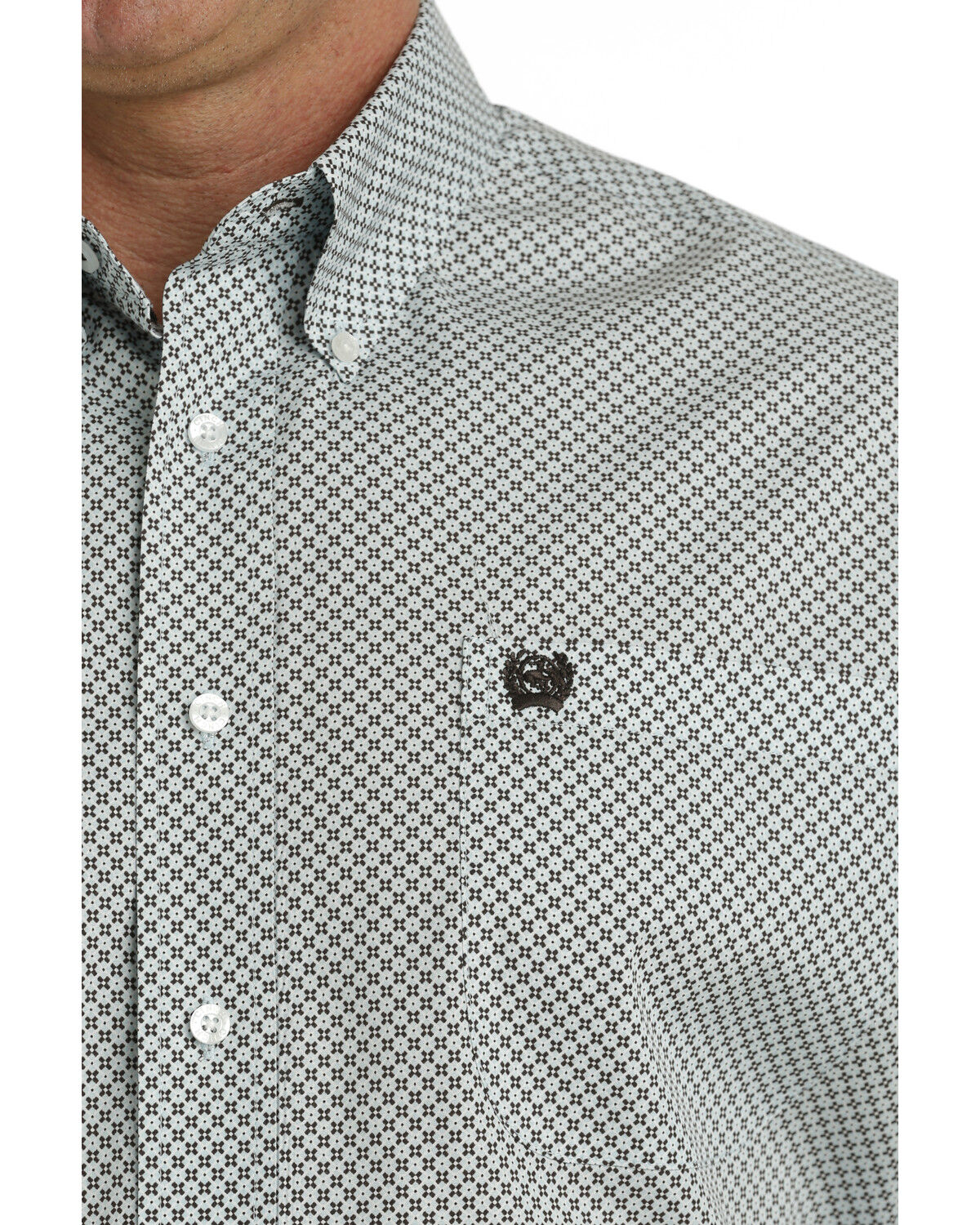 Image #2 - Cinch Men's Geo Print Short Sleeve Button-Down Western Shirt, Aqua, hi-res