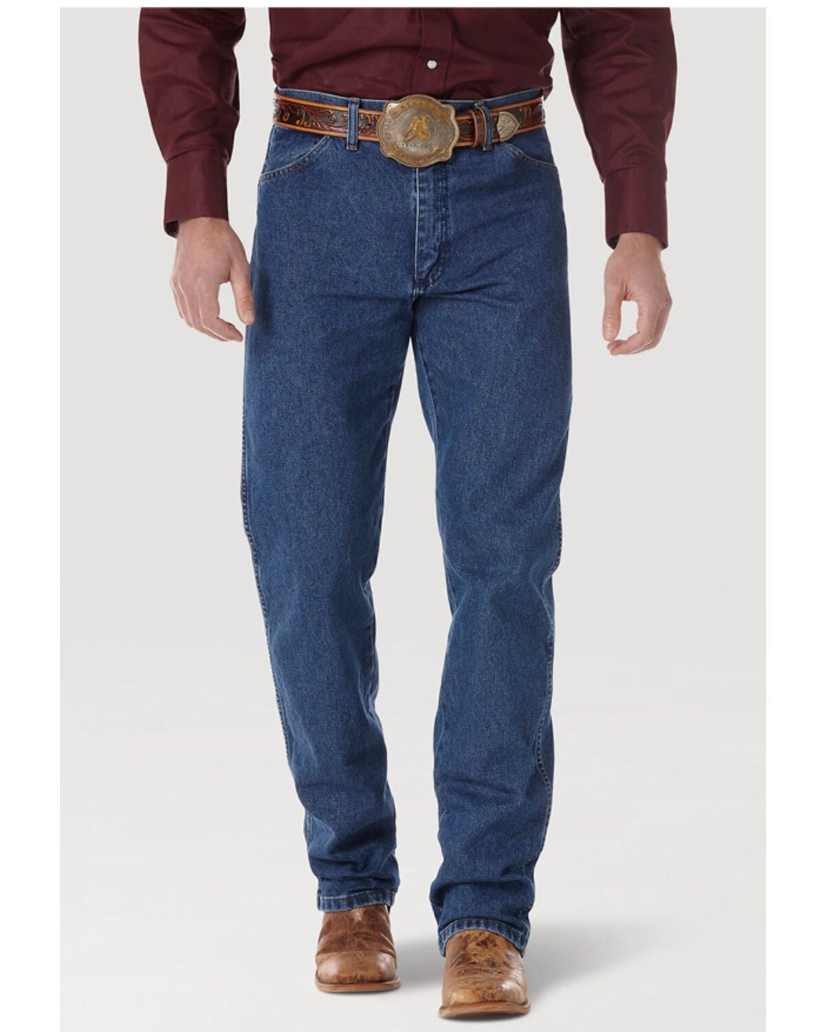 Wrangler Men's Medium Wash High Rise Original Cowboy Bootcut Jeans - Tall, Blue, hi-res