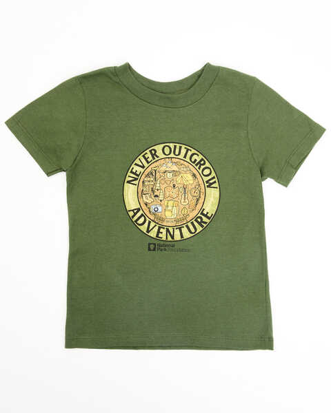 National Park Foundation Boys' Never Outgrow Adventure Graphic Short Sleeve T-Shirt - Olive, Olive, hi-res