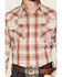 Image #3 - Ely Walker Men's Plaid Print Long Sleeve Pearl Snap Western Shirt, Rust Copper, hi-res