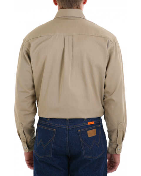 Image #2 - Wrangler Riggs Men's FR Long Sleeve Button Down Work Shirt, Khaki, hi-res