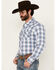 Image #2 - Wrangler Retro Men's Plaid Print Long Sleeve Snap Western Shirt, Blue, hi-res