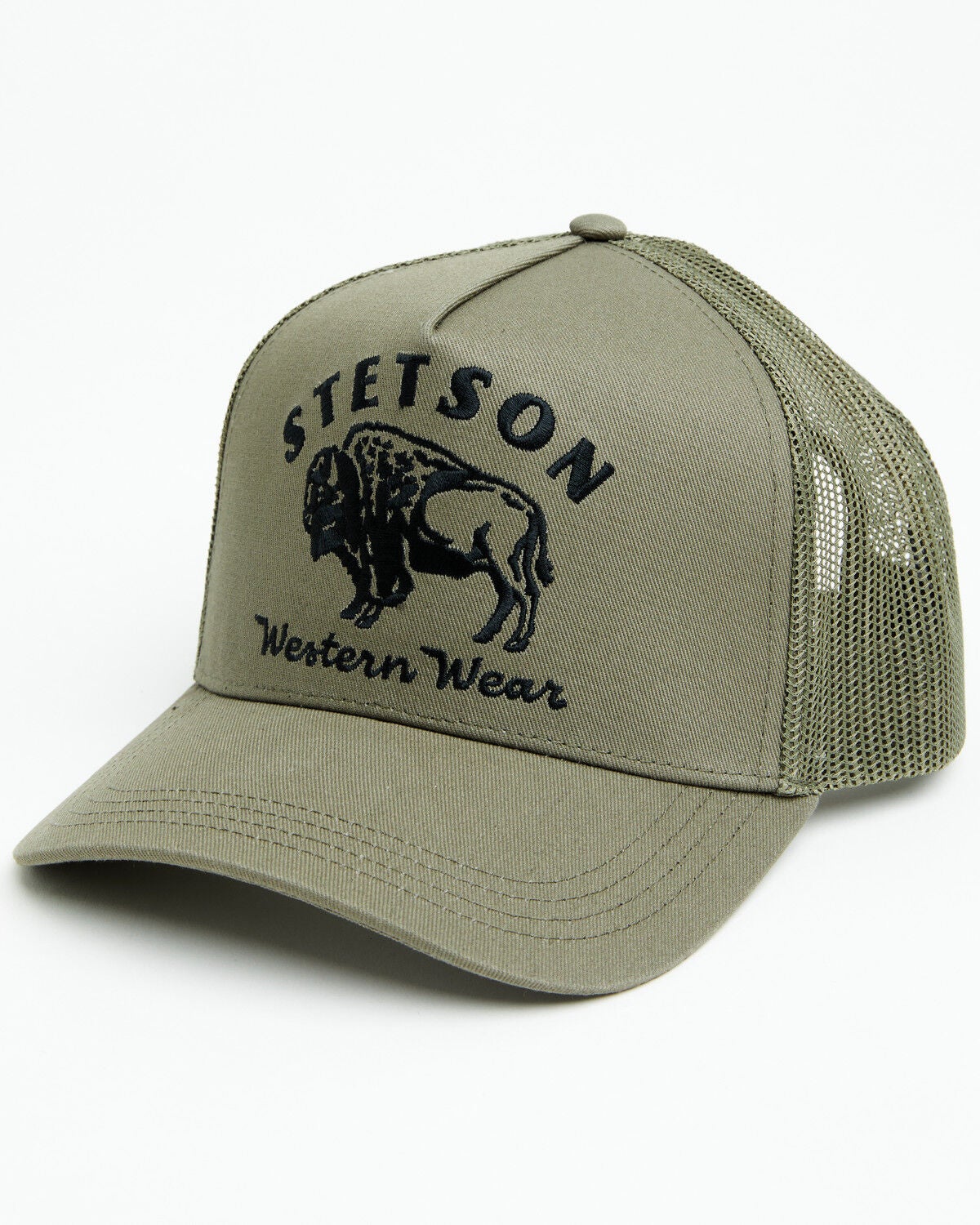 Image #1 - Stetson Women's Buffalo Embroidered Ball Cap, Green, hi-res
