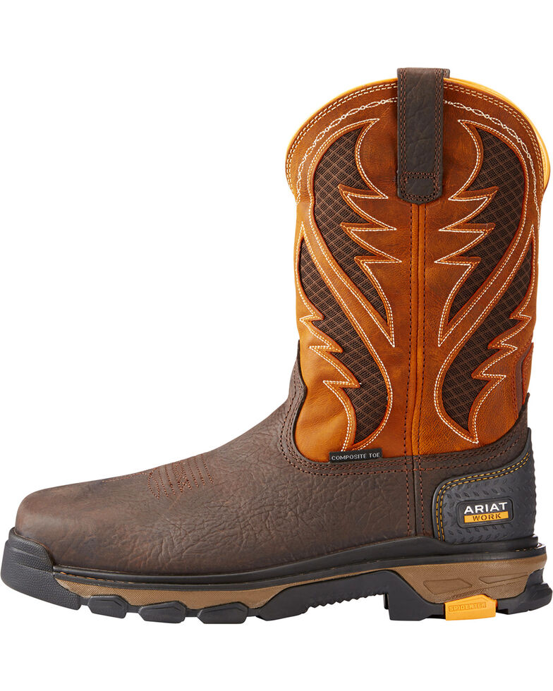 Ariat Men's Orange Intrepid VentTEK Work Boots - Composite Toe , Brown, hi-res