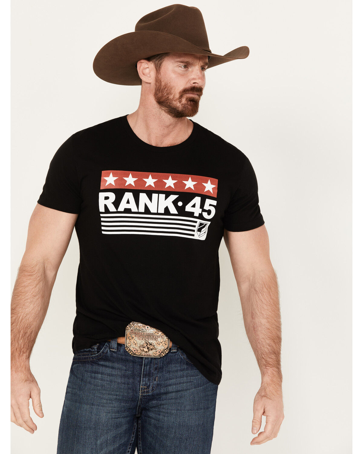 Image #1 - RANK 45® Men's Star Logo Short Sleeve Graphic T-Shirt, Black, hi-res