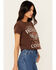 Image #2 - Shyanne Women's Chase Whiskey Not Cowboys Short Sleeve Graphic Tee, Dark Brown, hi-res