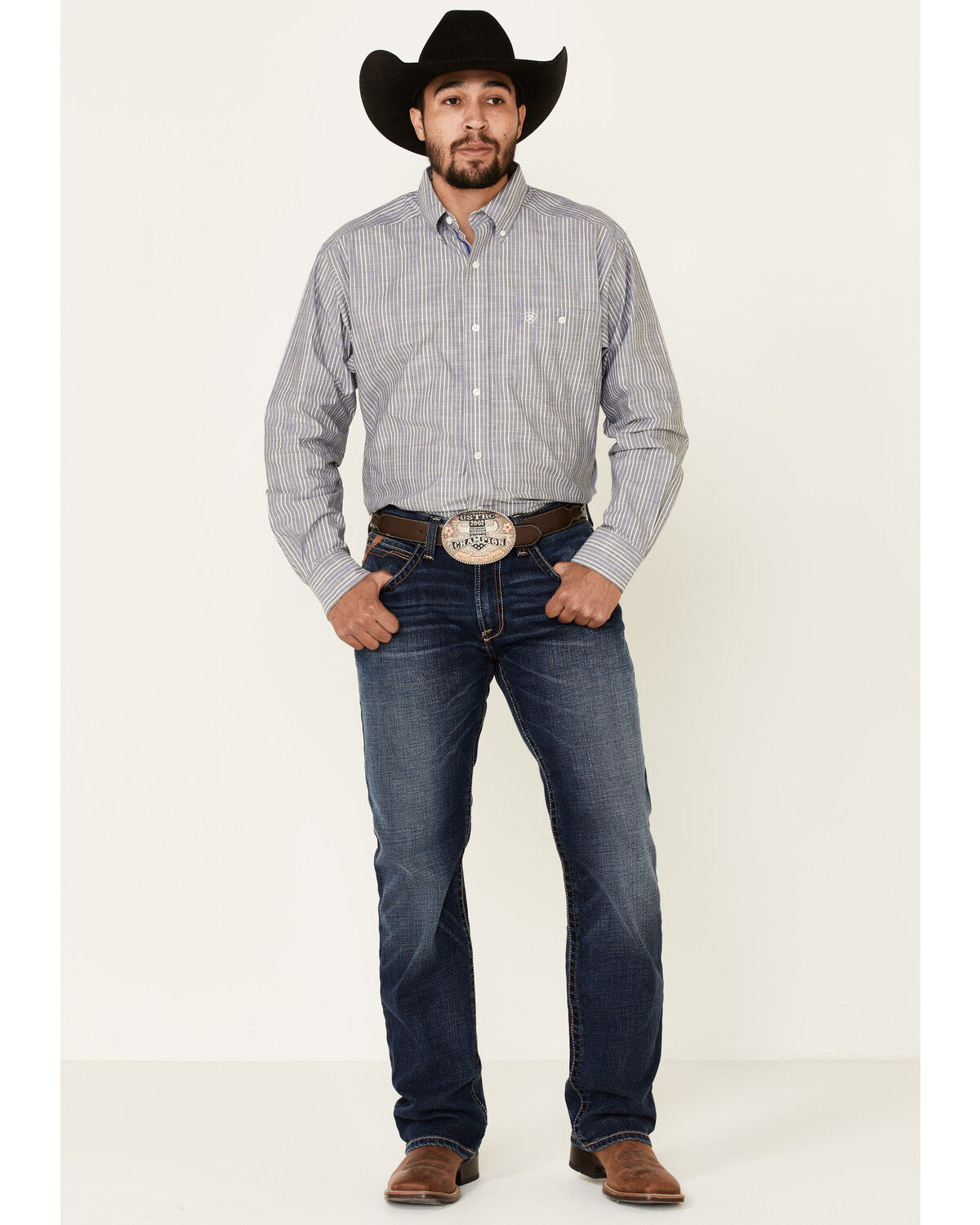 Image #2 - Ariat Men's Structure Stretch Striped Long Sleeve Western Shirt, , hi-res