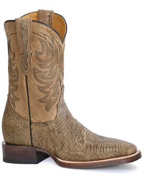 Image #1 - Stetson Men's Saurian Exotic Teju Lizard Western Boots - Broad Square Toe, Brown, hi-res