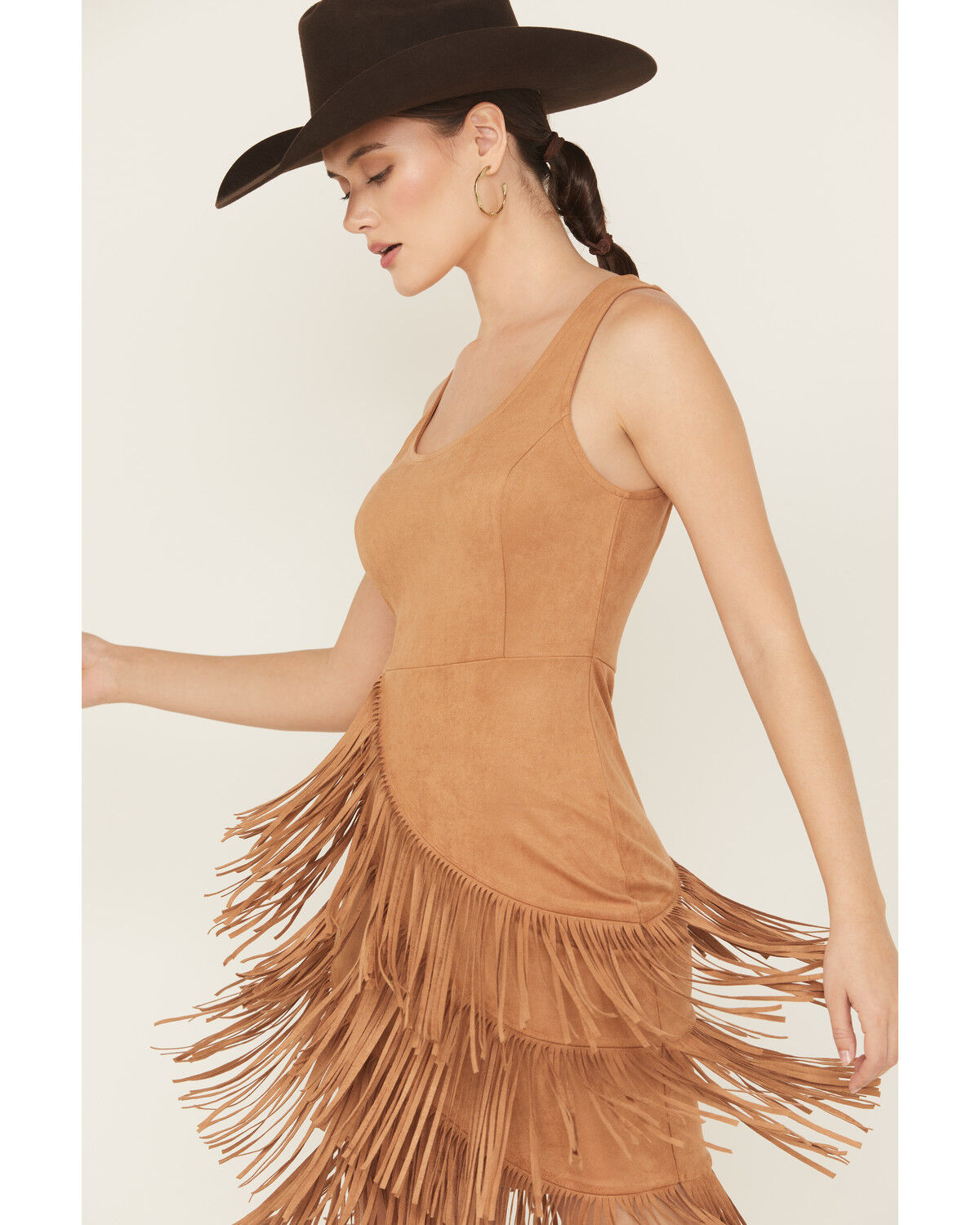 Image #2 - Idyllwind Women's Tina Faux Suede Fringe Mini Dress, Tan, hi-res