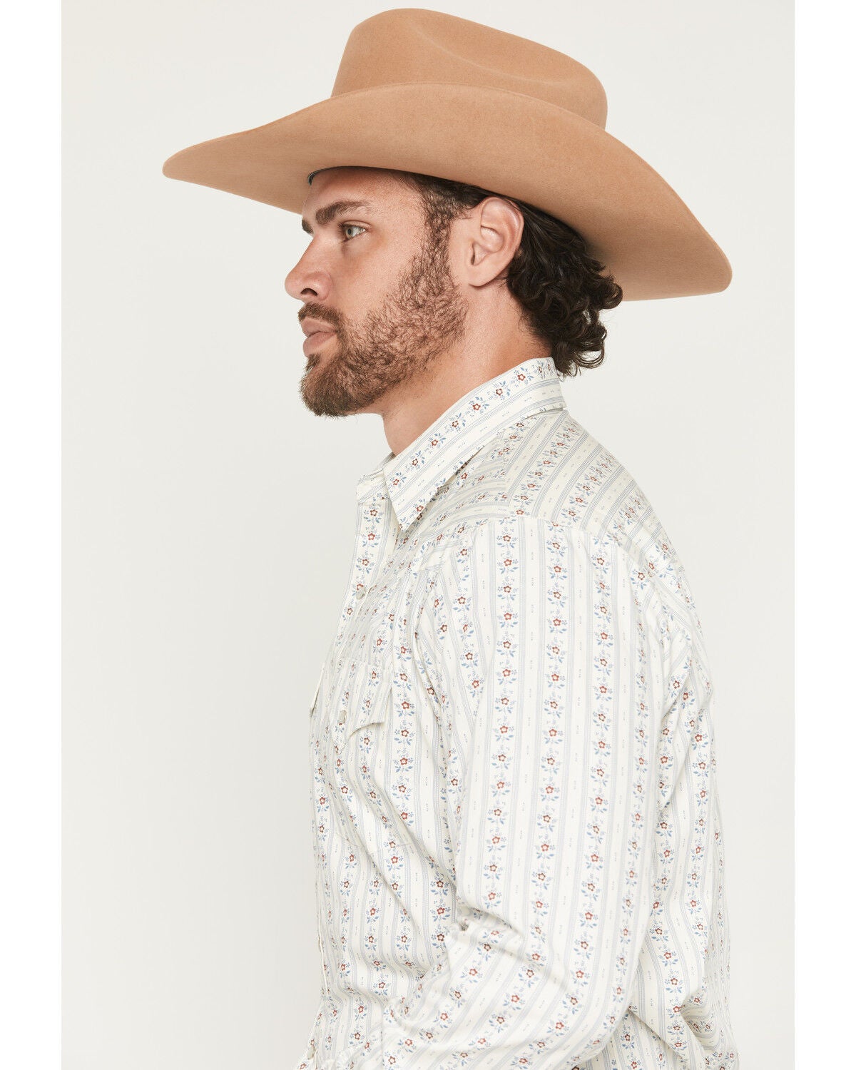 Image #2 - Ely Walker Men's Wallpaper Floral Stripe Print Long Sleeve Snap Western Shirt - Tall, Cream, hi-res