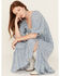 Image #2 - Wild Moss Women's Printed Front Twist Midi Dress, Blue, hi-res
