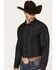 Image #2 - Blue Ranchwear Men's Jasper Heather Long Sleeve Snap Flannel Shirt, Black, hi-res