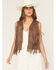 Image #1 - Vocal Women's Tiered Fringe Faux Suede Vest, Chocolate, hi-res
