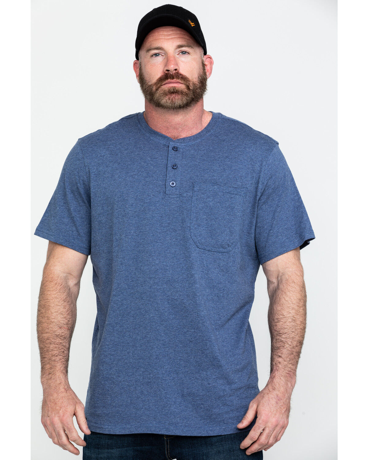 Image #1 - Hawx Men's Pocket Henley Short Sleeve Work T-Shirt - Tall, Heather Blue, hi-res