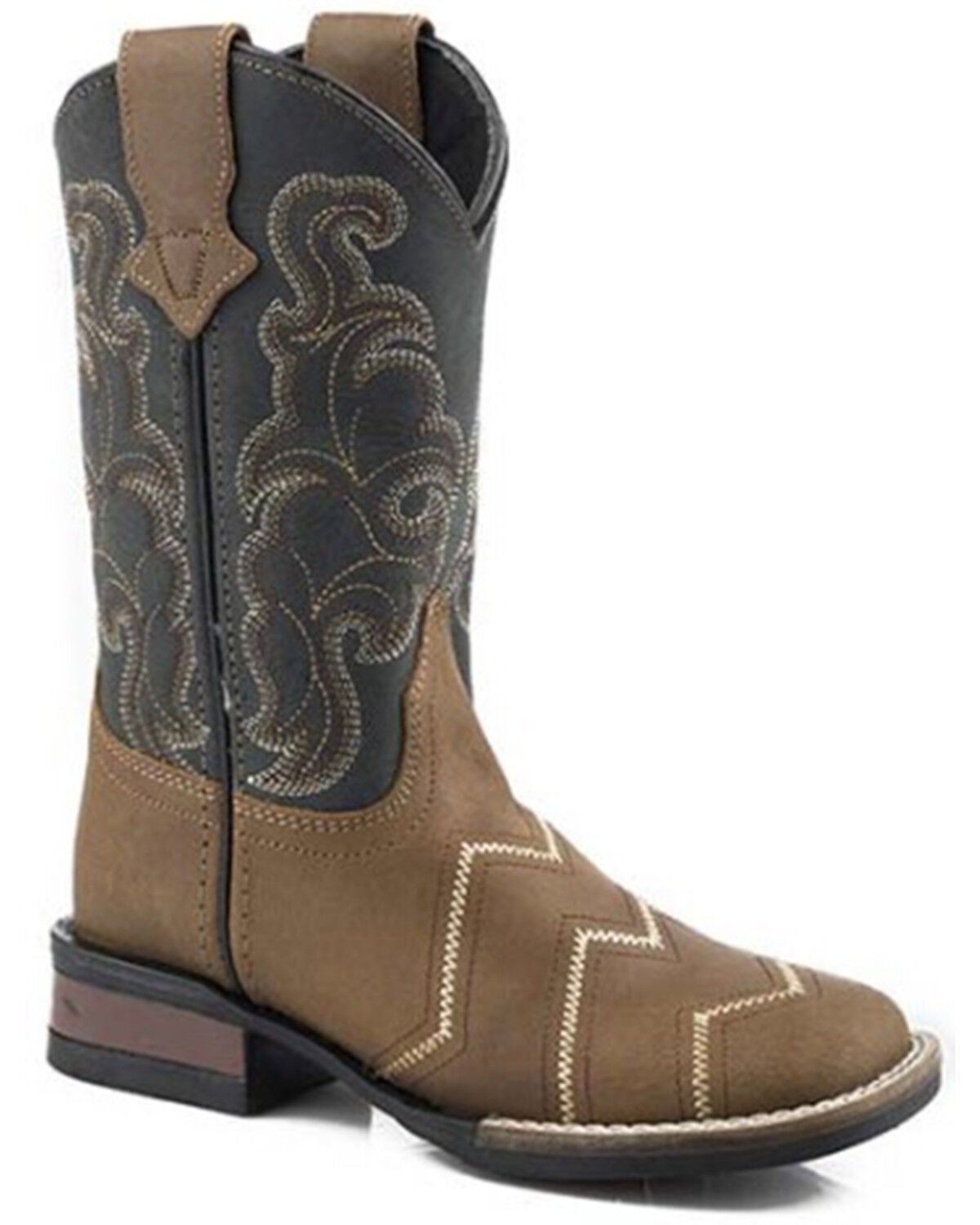 Roper Little Boys' Monterey Angles Western Boots - Broad Square Toe, Brown, hi-res