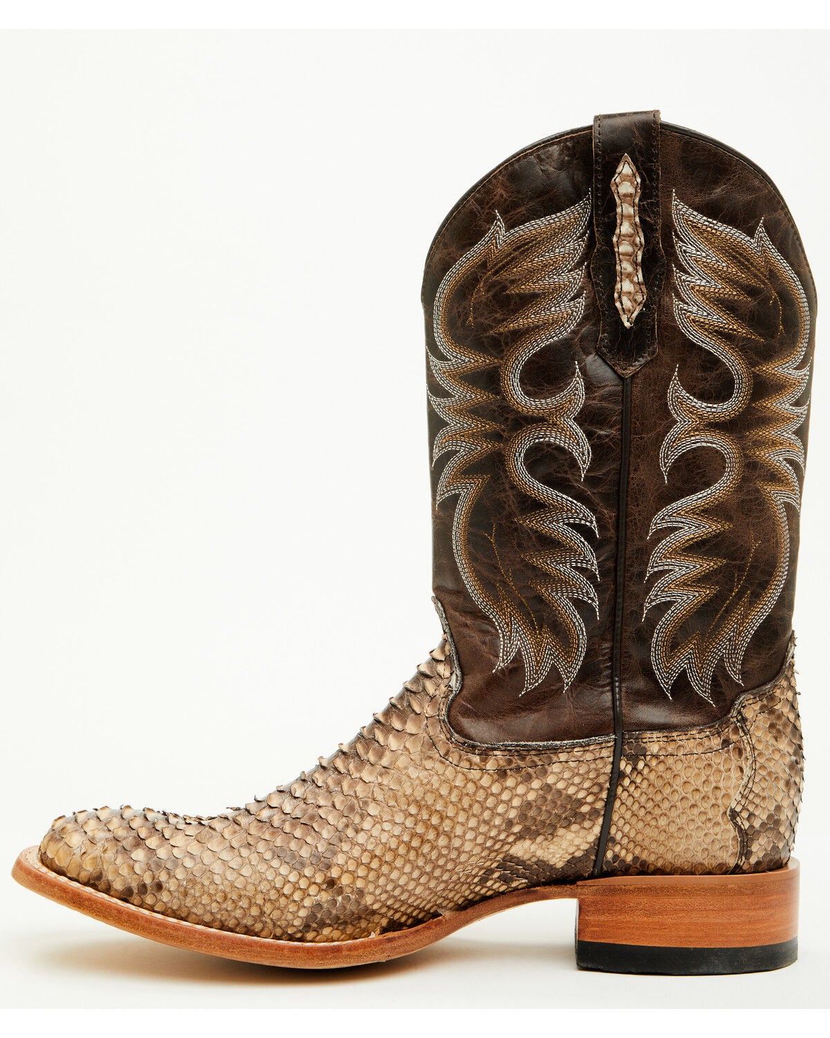 Cody James Men's Python Bone Brown Exotic Western Boots - Broad Square
