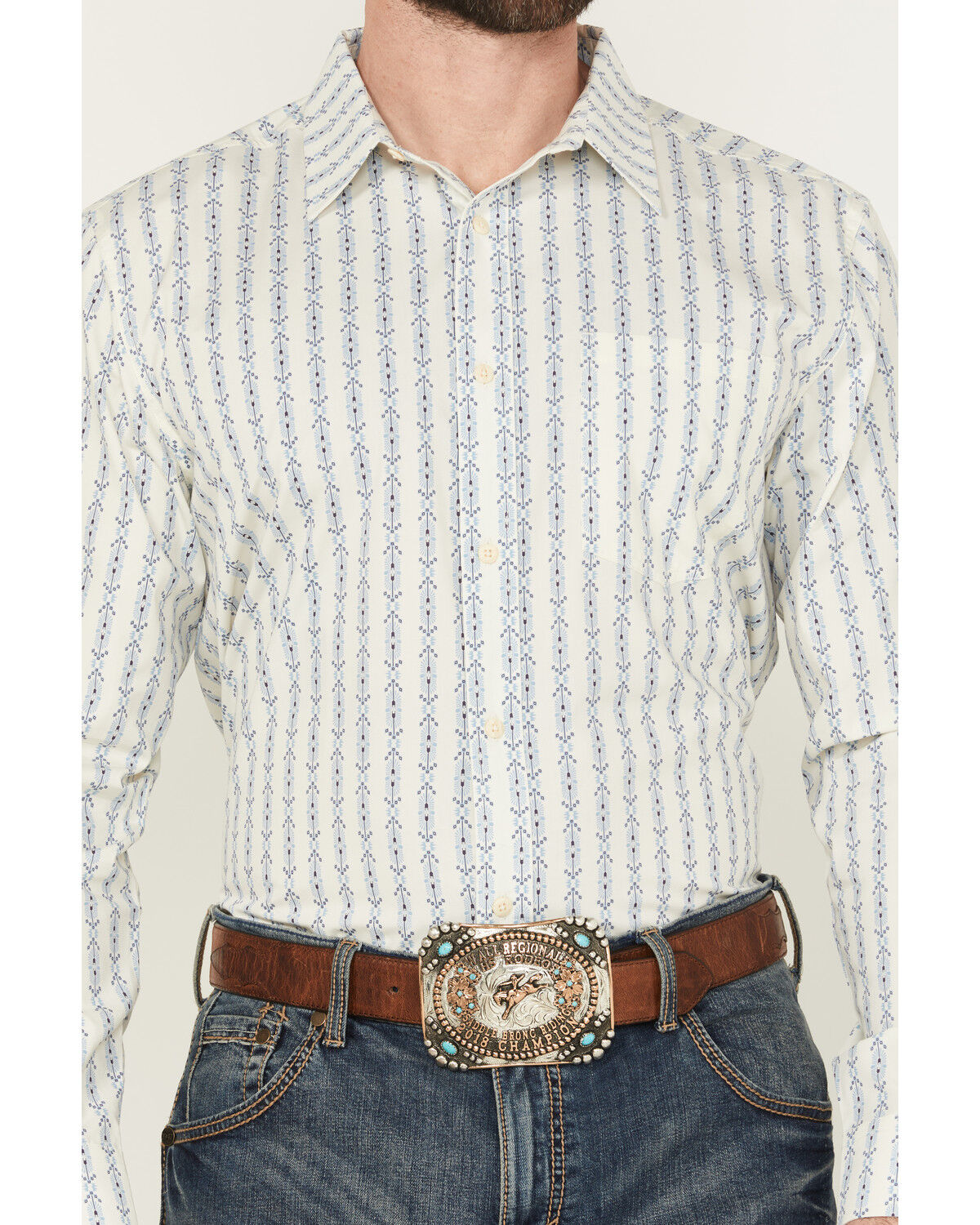 Image #3 - Gibson Trading Co Men's Luau Larry Geo Stripe Long Sleeve Button-Down Stretch Western Shirt - Tall, Ivory, hi-res