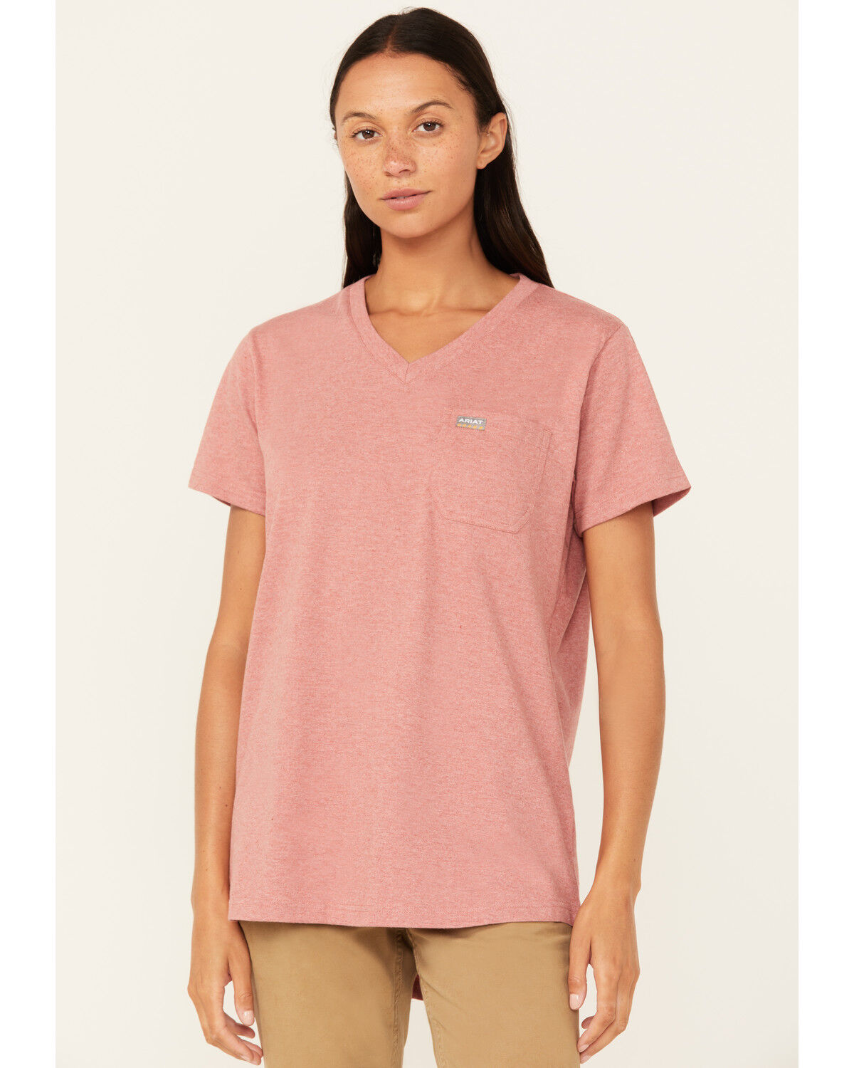 Image #1 - Ariat Women's Rebar Cotton Strong Short Sleeve Work Tee, Red, hi-res
