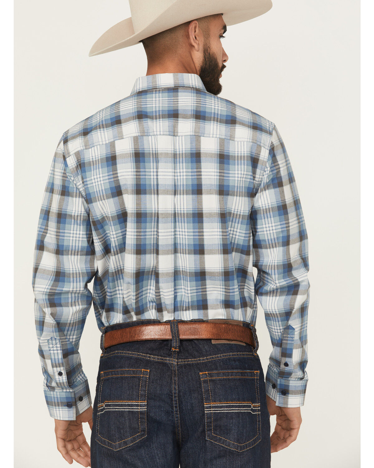 Image #4 - Cody James Men's Howdy Duty Plaid Print Long Sleeve Button-Down Western Shirt, Blue, hi-res