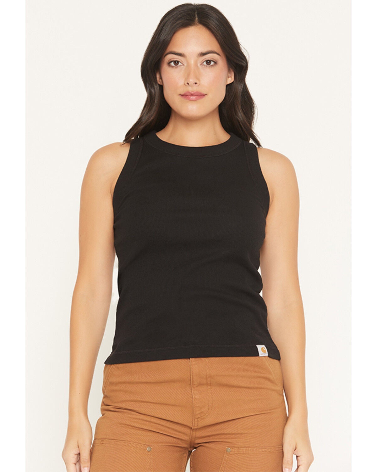 Image #1 - Carhartt Women's TENCEL&trade; Series Relaxed Ribbed Tank, Black, hi-res