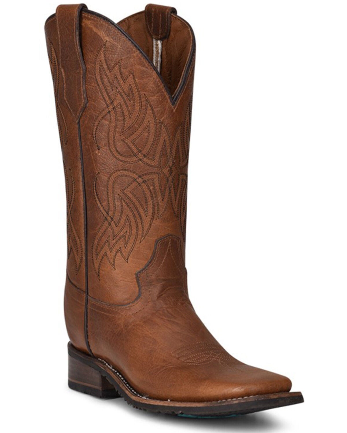 Circle G Women's Embroidered Leather Western Boots - Broad Square Toe, Tan, hi-res