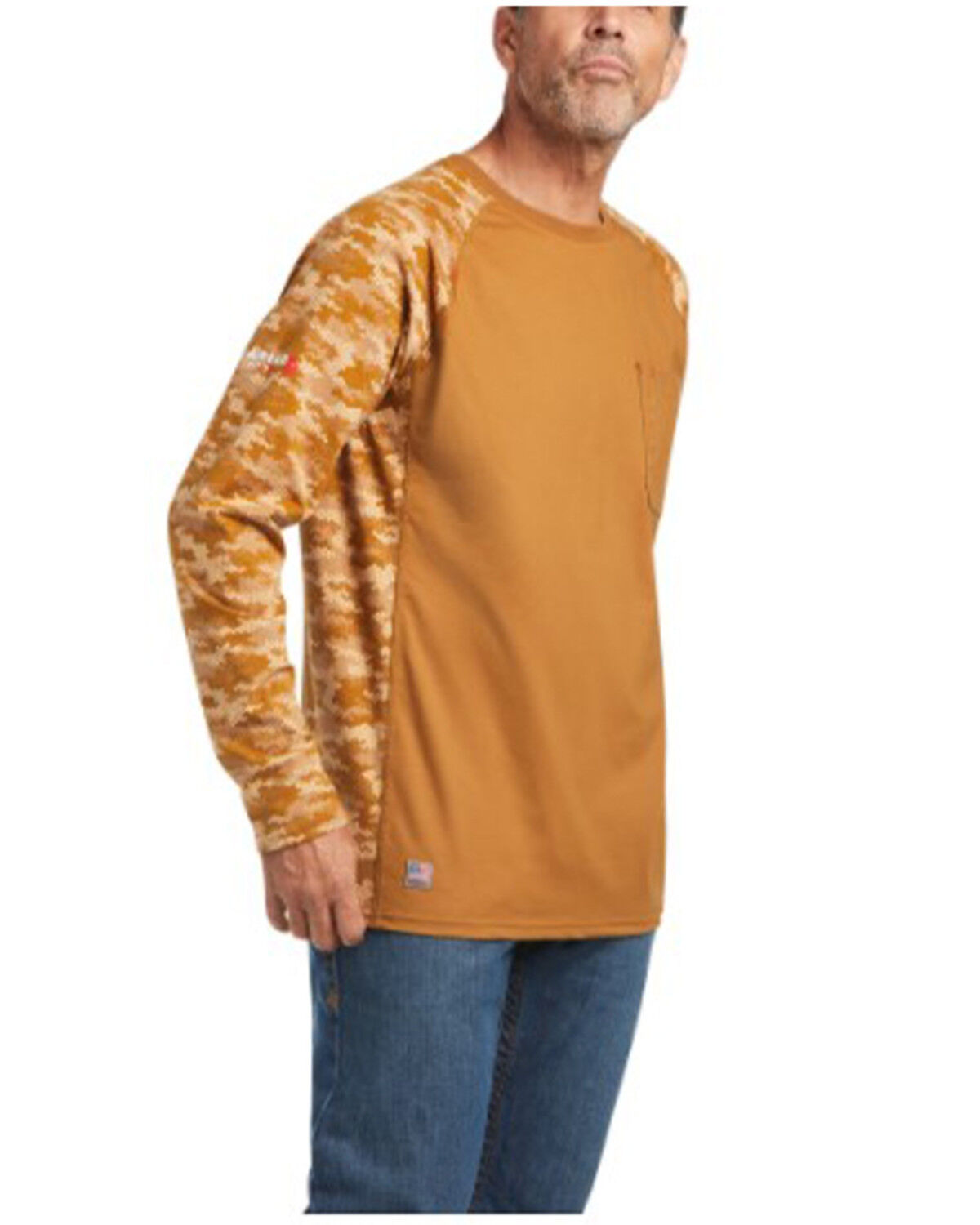 Image #1 - Ariat Men's Digi FR Stretch Camo Print Long Sleeve Baseball Work Shirt - Big, , hi-res