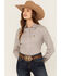 Image #1 - Cinch Women's Medallion Print Long Sleeve Button-Down Stretch Western Shirt, Light Purple, hi-res