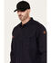 Image #2 - Hawx Men's FR Solid Long Sleeve Button-Down Woven Shirt, Navy, hi-res