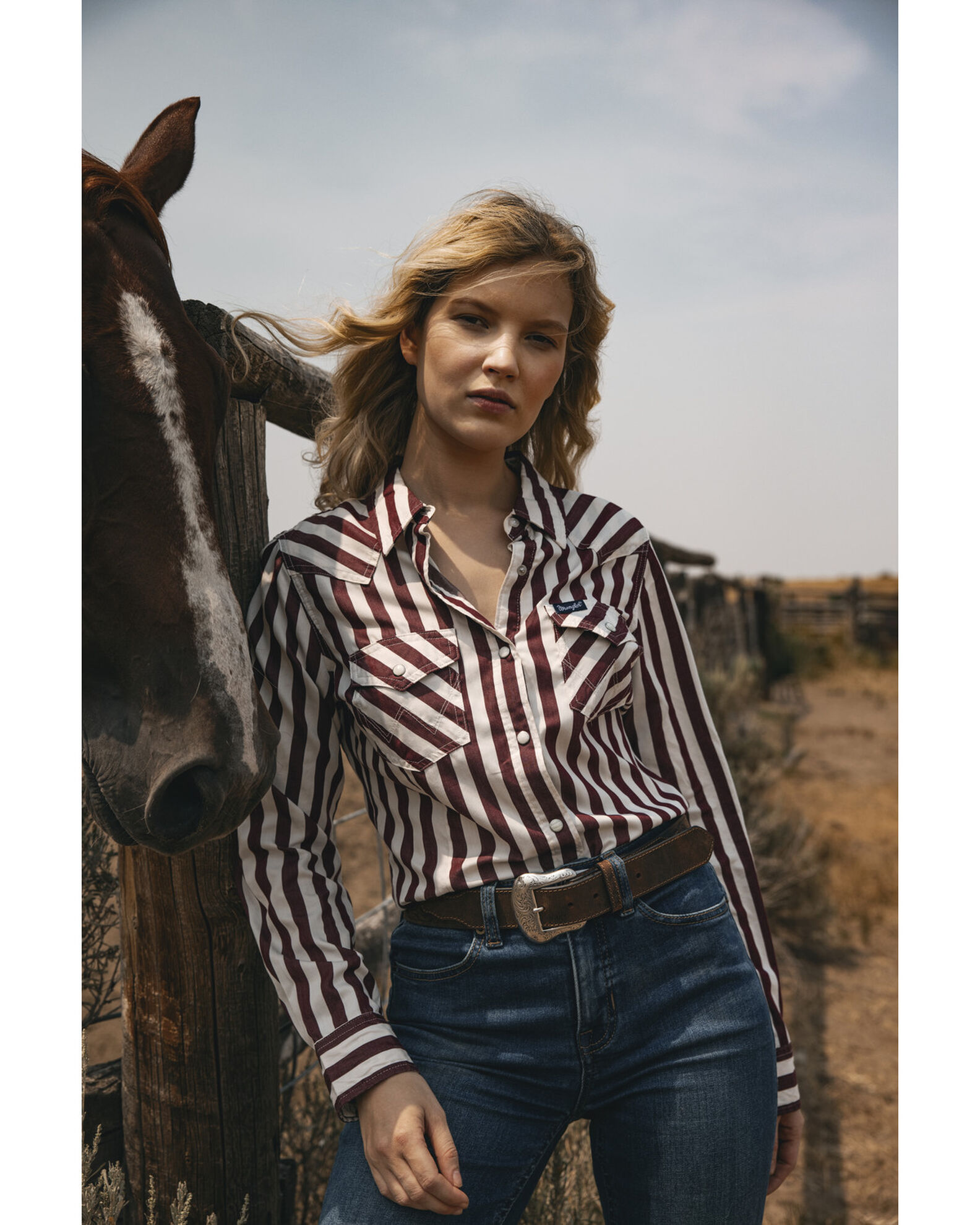 Product Name: Wrangler Retro Women's Striped Long Sleeve Snap Western Shirt