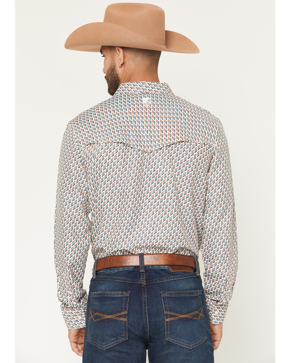 Image #4 - RANK 45&reg; Men's Geometric Fuji Print Long Sleeve Snap Performance Shirt, Sand, hi-res