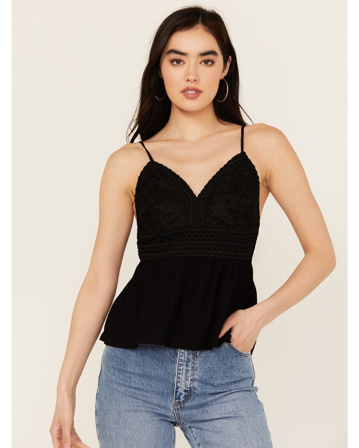 Shyanne Women's Lace Bustier Tank, Black, hi-res