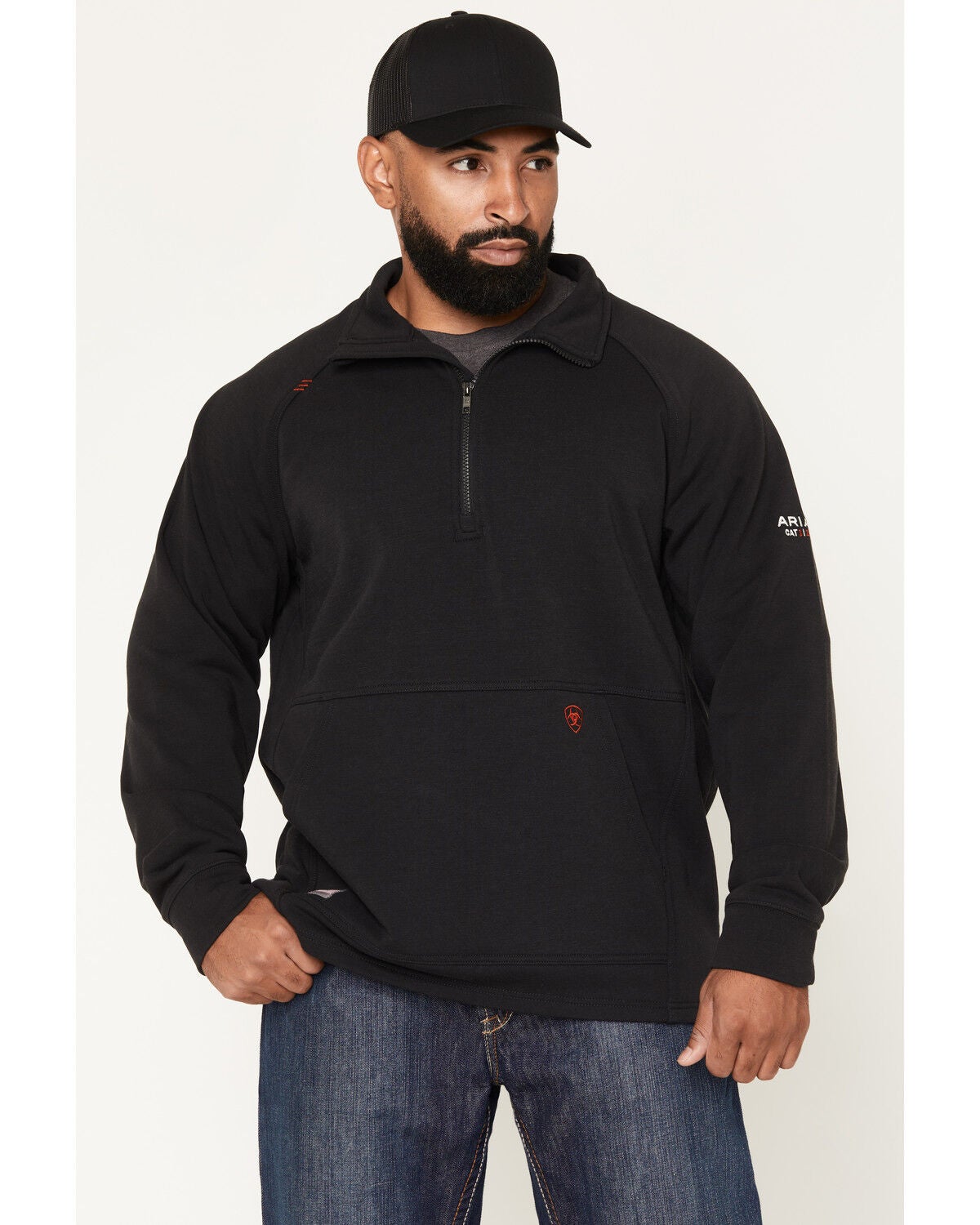 Image #1 - Ariat Men's FR Primo Fleece 2.0 1/4 Zip Pullover Sweater, Black, hi-res