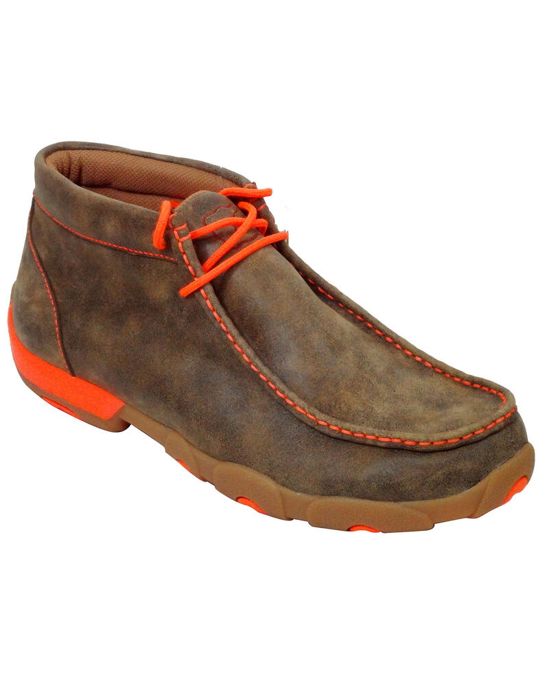 Twisted X Men's Leather Ankle Driving Shoes, Brown, hi-res