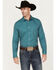 Image #1 - Gibson Trading Co Men's Checkered Print Long Sleeve Button-Down Western Shirt, Teal, hi-res
