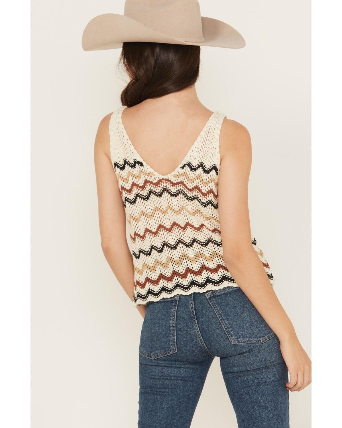 Image #4 - Wrangler Retro Women's Striped Print Sleeveless Sweater Tank Top, White, hi-res