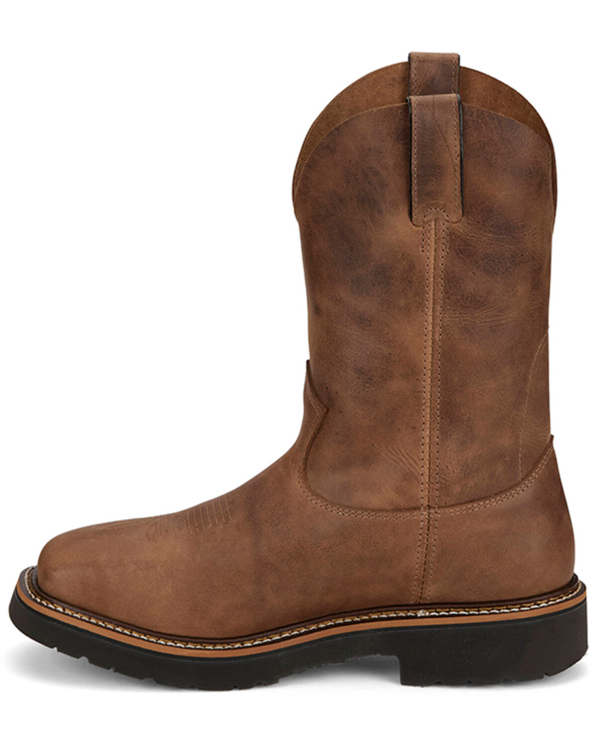 Image #3 - Justin Men's Ames 11" Pull-On Work Boots - Soft Toe, Medium Brown, hi-res