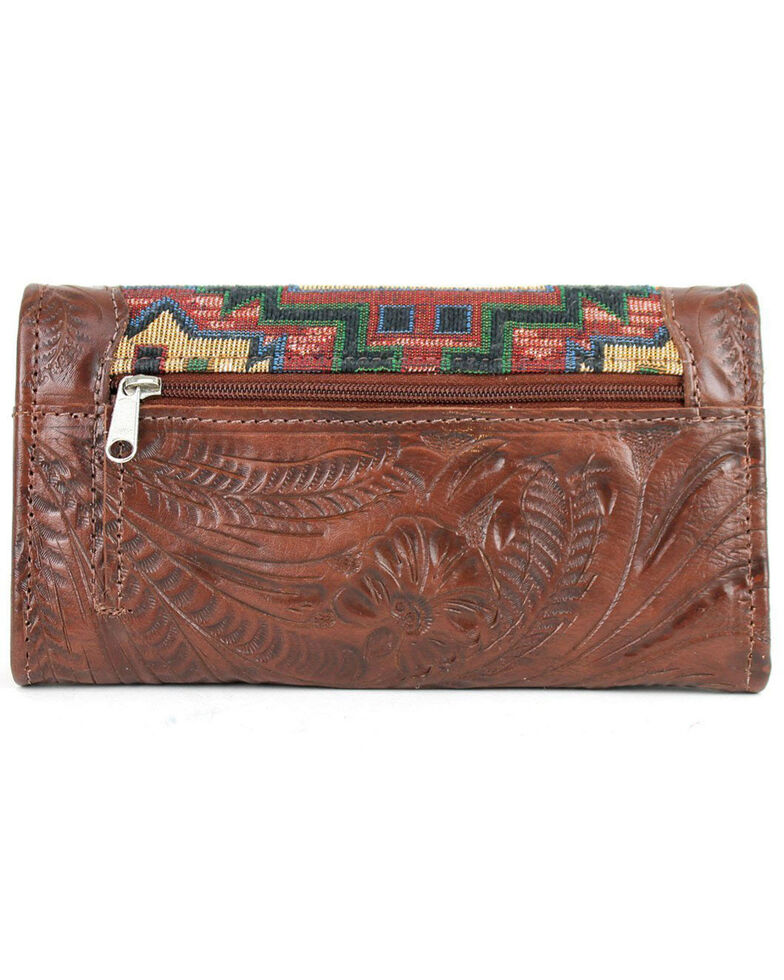 American West Women's Bella Beau Tapestry Trifold Wallet, Brown, hi-res