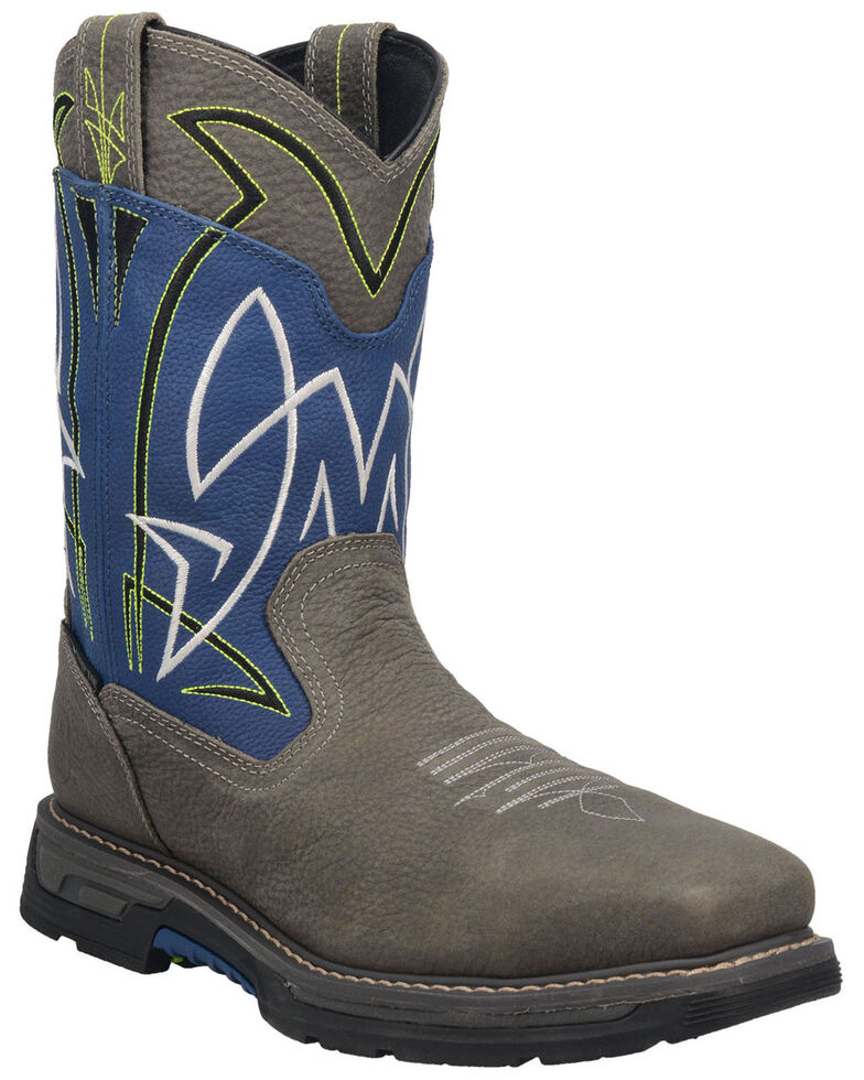 Dan Post Men's 11" Storm Surge Waterproof Western Work Boots - Composite Toe , Blue, hi-res