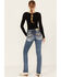 Image #1 - Miss Me Women's Dark Wash Mid Rise Stretch Bootcut Jeans, , hi-res