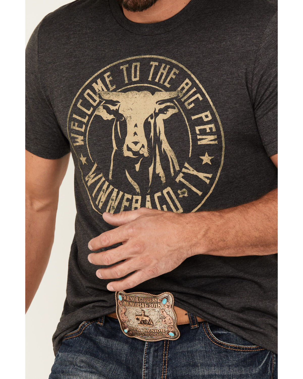 Image #3 - Rodeo Time Men's Welcome To The Big Pen Short Sleeve Graphic T-Shirt, Black, hi-res