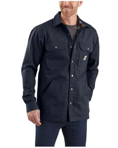 Carhartt Men's Solid Navy Ripstop Flannel-Lined Snap-Front Work Shirt Jacket , Navy, hi-res