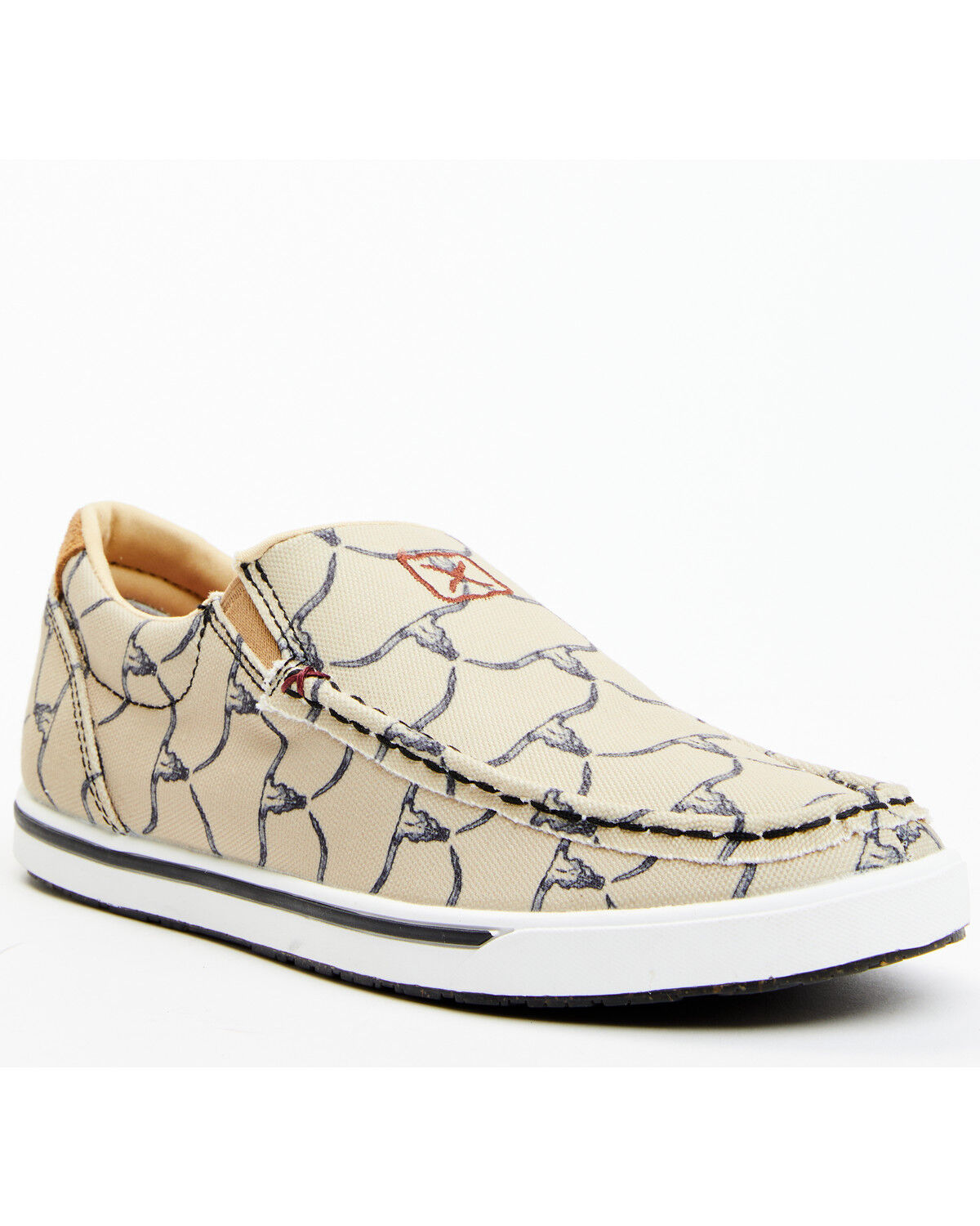 Image #1 - Twisted X Women's Steerhead Skull Print Slip-On Casual Shoe - Moc Toe, Beige/khaki, hi-res