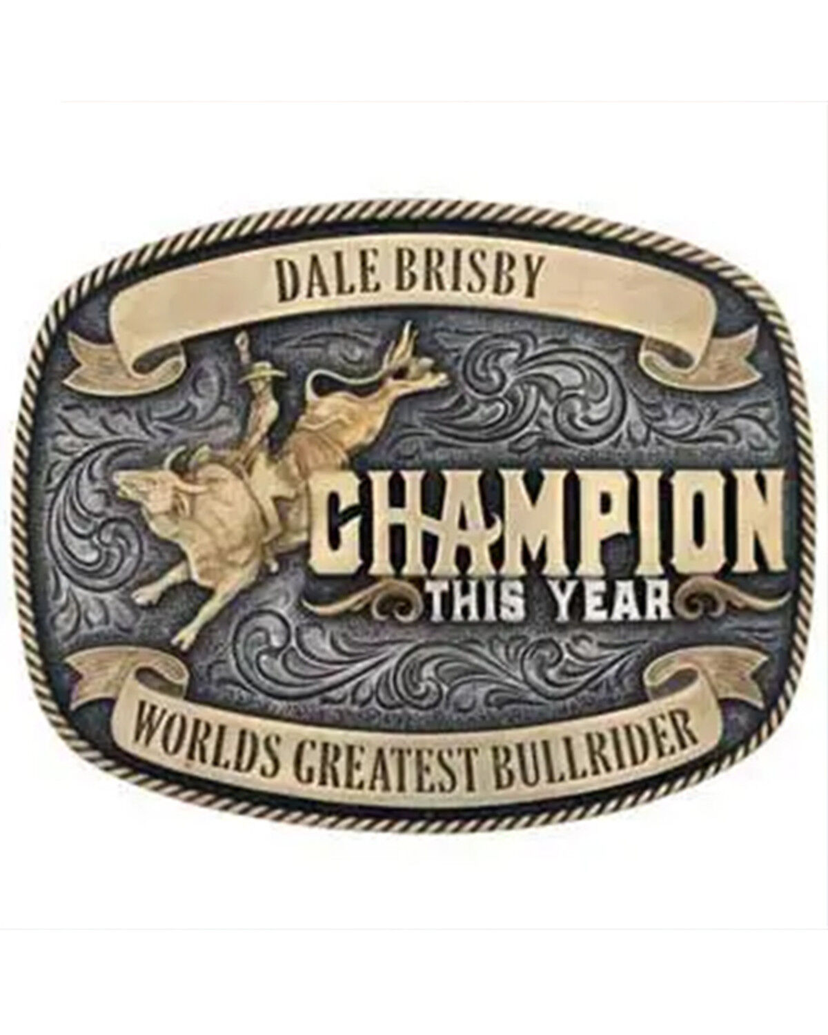 Image #2 - Montana Silversmiths Men's Champion Dale Brisby Attitude Belt Buckle, Bronze, hi-res