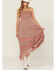 Image #1 - Angie Women's Printed Smocked Front Maxi Dress, Pink, hi-res