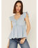 Image #1 - Molly Bracken Women's Sweetheart Flutter Sleeve Denim Top, , hi-res