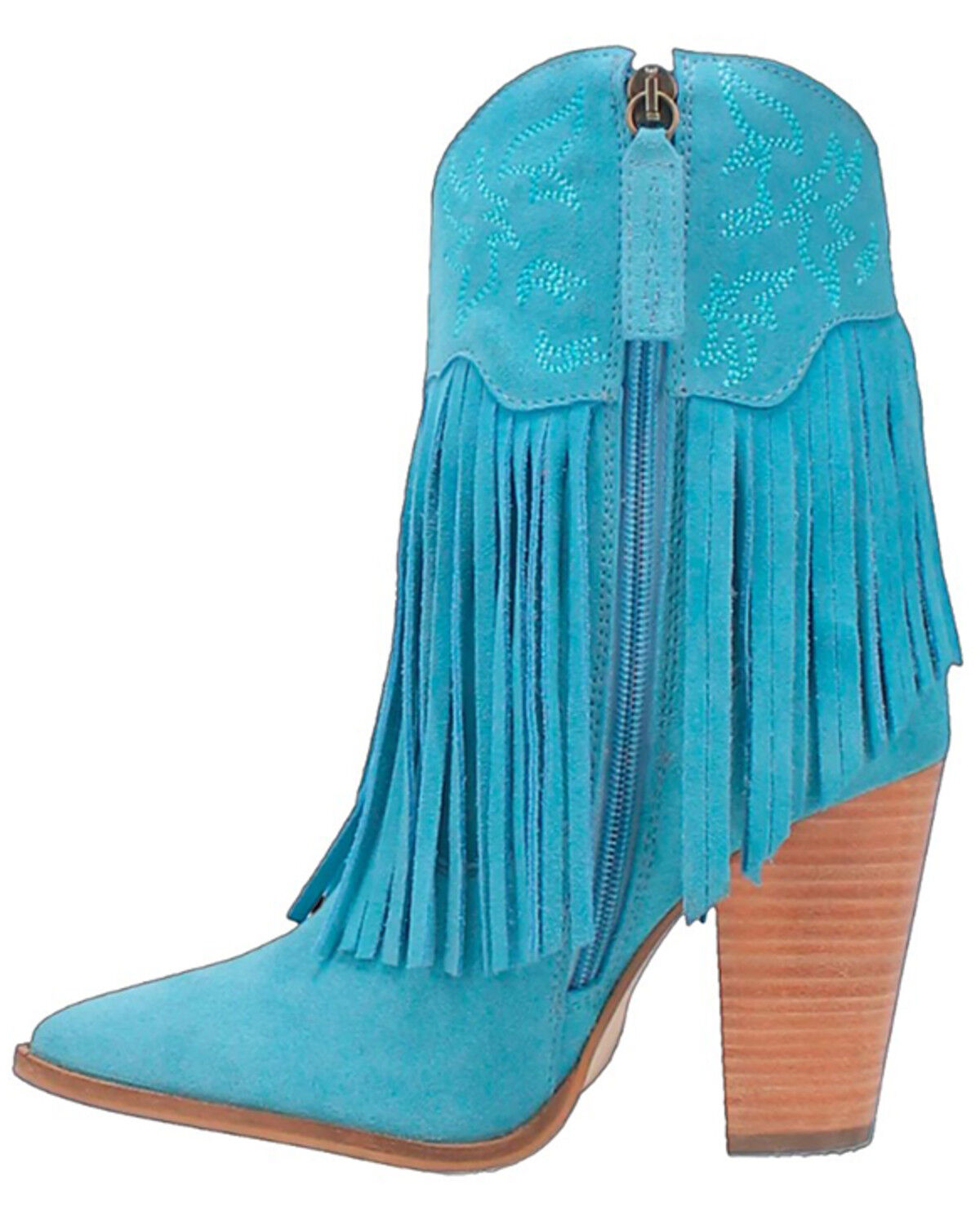 Image #3 - Dingo Women's Crazy Train Leather Booties - Round Toe, Blue, hi-res