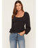 Image #1 - Originality Women's Boot Barn Exclusive Emma Double Layer Peplum Top, Charcoal, hi-res
